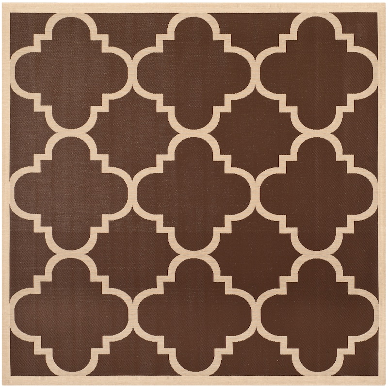 SAFAVIEH Courtyard Maryanne Indoor/ Outdoor Waterproof Patio Backyard Rug - 7'10" x 7'10" Square - Dark Brown