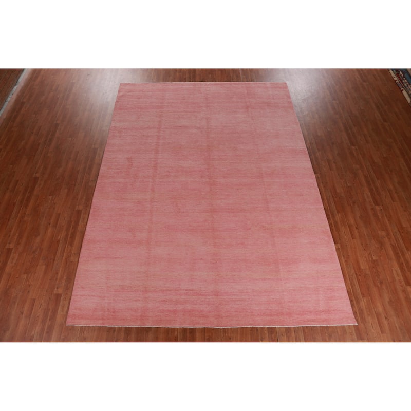 Modern Pink Gabbeh Persian Area Rug Hand-Knotted Wool Carpet - 9'0" x 12'5"