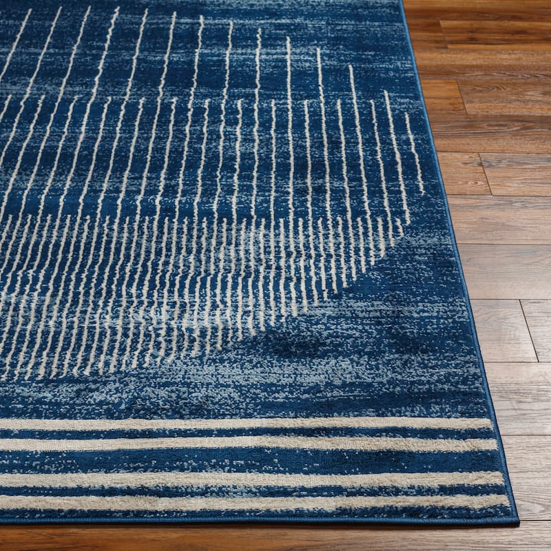 Livabliss Joel Mod Black/Ivory Ombre Geometric Striped Area Rug