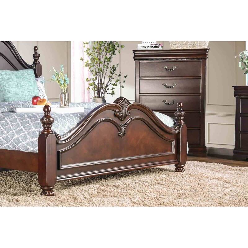Royal Cherry Finish 1pc Low Post Bed