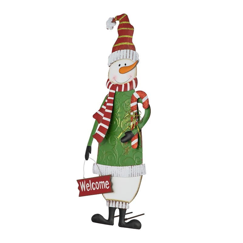 Glitzhome 36"H Metal Snowman or Santa Yard Stake Standing Decor Wall Decor