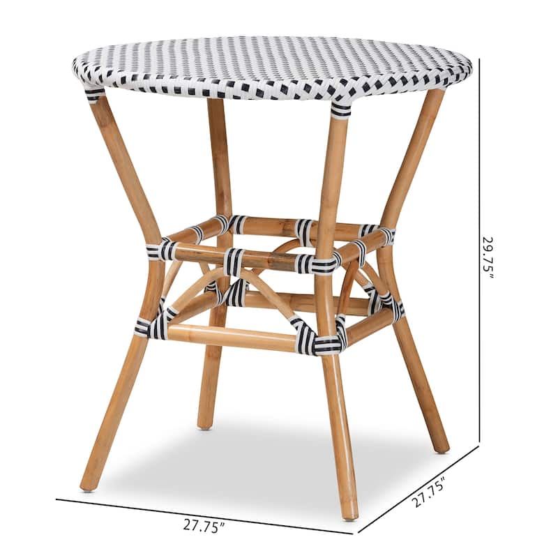 Tavor Classic French Black &White Weaving/ Natural Rattan Indoor and Outdoor Dining Table