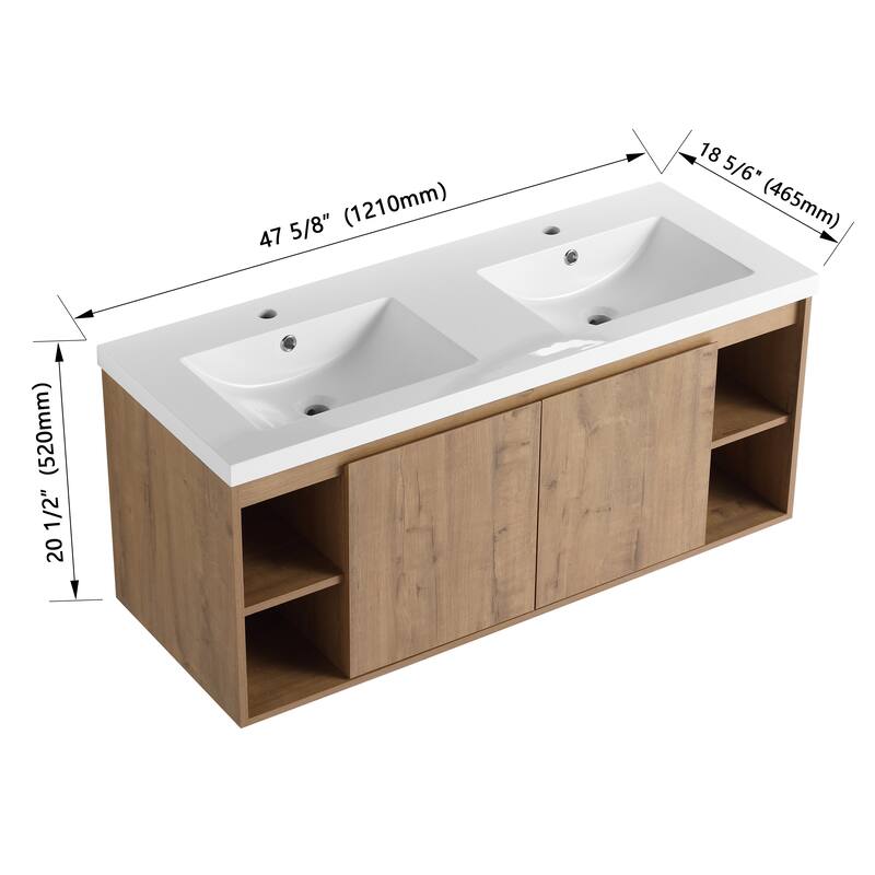 Malwee 48" Floating Bathroom Vanity with Resin Sink