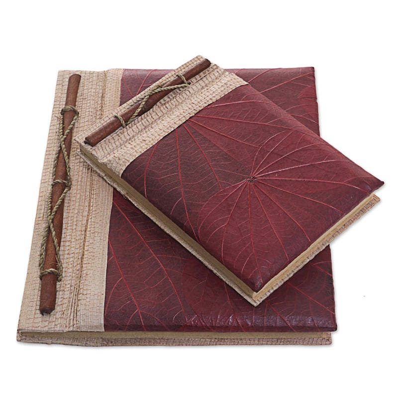 NOVICA Handmade Autumn Spirit In Red Natural Fiber Notebooks (Pair)