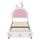 preview thumbnail 15 of 16, Twin Size Upholstered Platform Bed with Rabbit Shaped Headboard