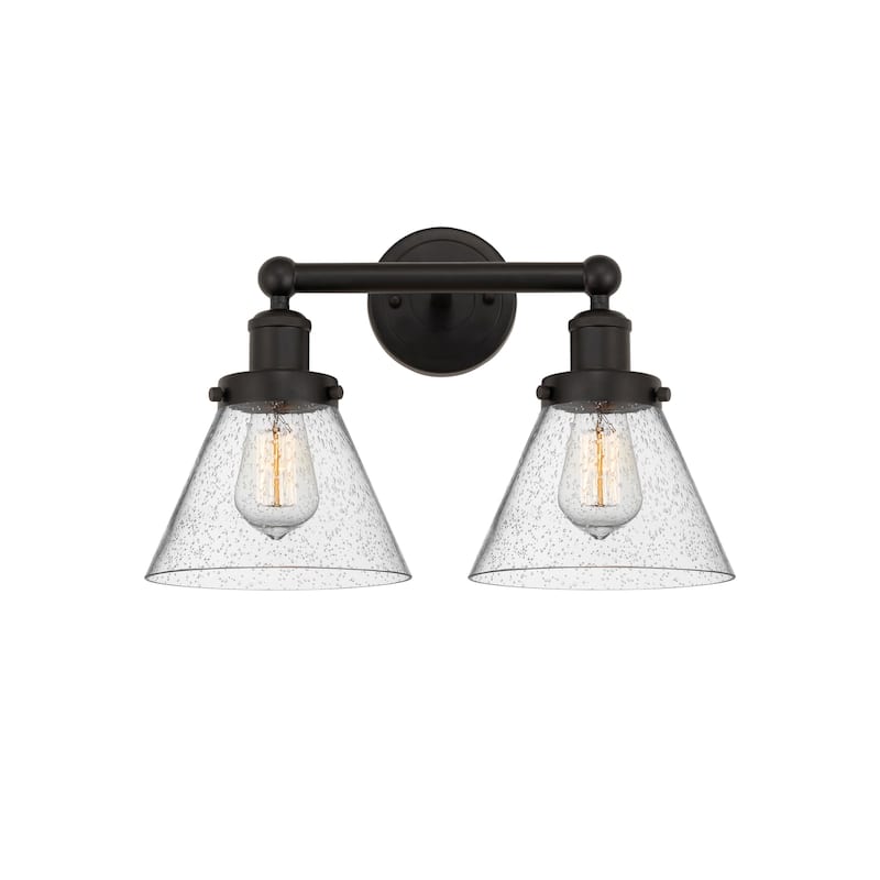 Innovations Lighting 616-2W-10-16-L Cone Vanity Cone 2 Light 16" Wide - Oil Rubbed Bronze / Seedy