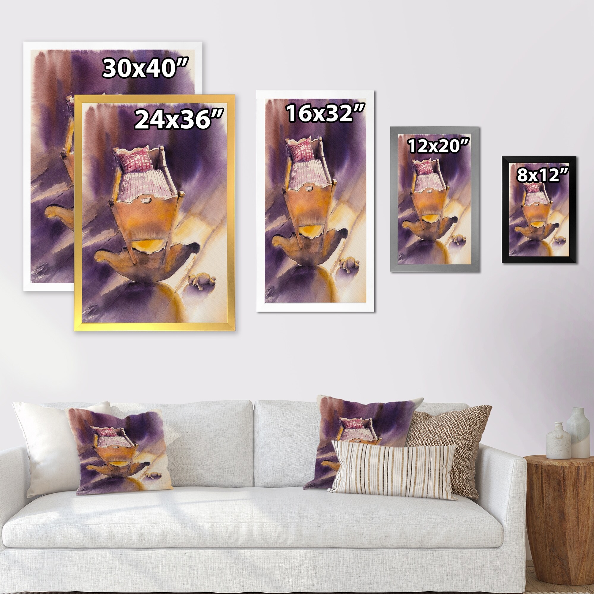 Designart Empty Wooden Cradle Framed Kids Art Wall Decor-image