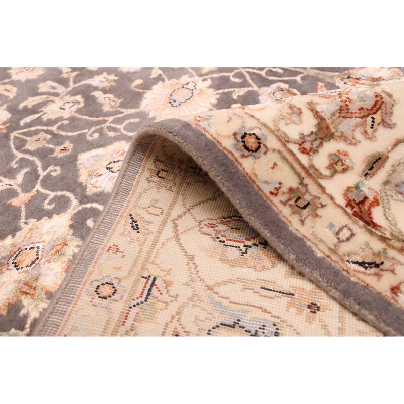 ECARPETGALLERY Hand-knotted Mirzapur Dark Grey Viscose, Wool Rug - 6'0 x 8'11