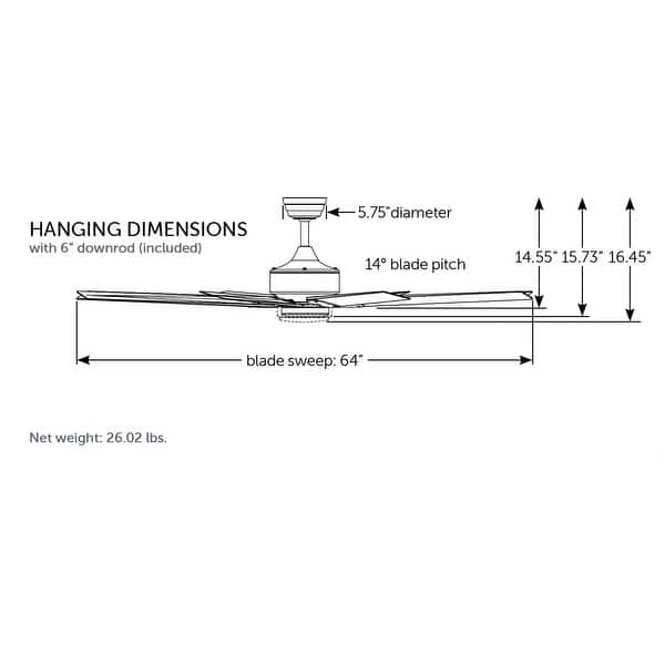 dimension image slide 1 of 2, Fanimation Levon Custom Indoor/Outdoor Smart Ceiling Fan DC Motor with Remote - Dark Bronze