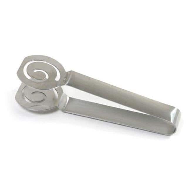 Norpro 5.25" Decorative Swirl Stainless Steel Tea Bag Squeezer Tongs - No Drips - Silver