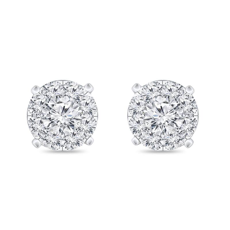 Auriya 14k Gold 1ctw Round Pave Diamond Stud Earrings (H-I, I1-I2)