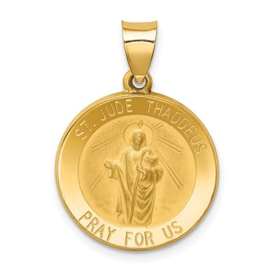 Curata 14k Yellow Gold 18" Satin St. Jude Thaddeus Medal Pendant Necklace