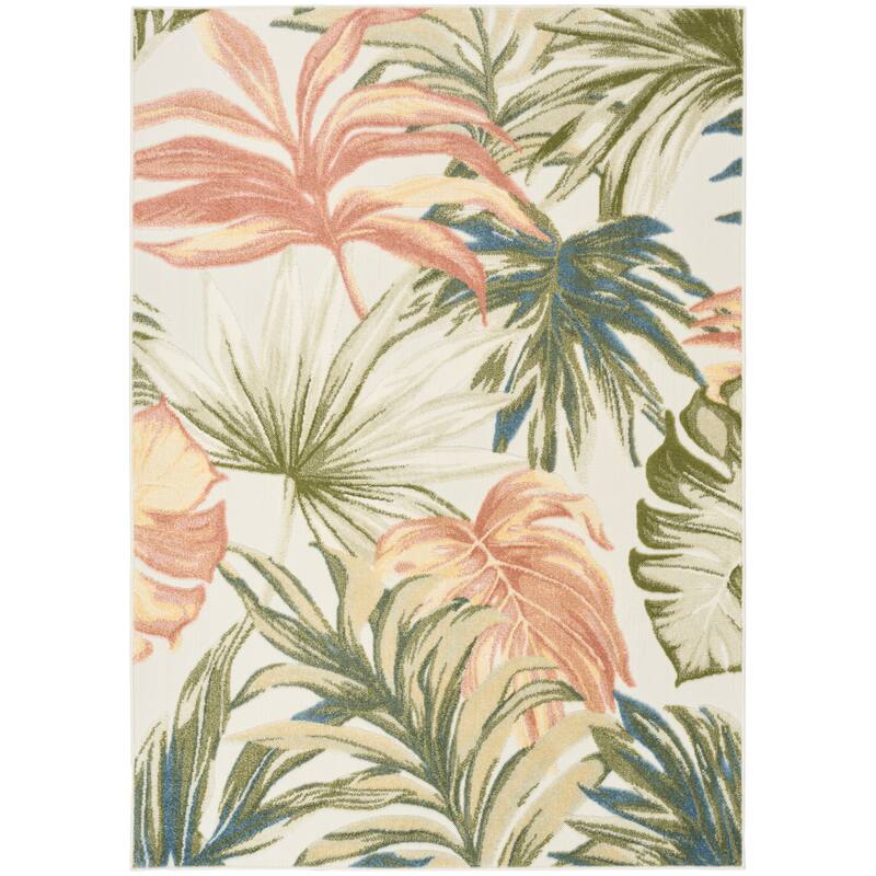 Nourison Aloha Indoor/Outdoor Nature Area Rug - 5'3" x 7'5" - Ivory Green