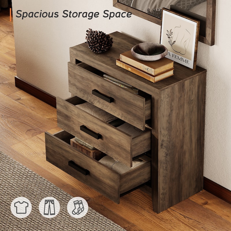 WAMPAT 74" Tall Bookshelf with Glass Doors and Drawers, 3-Tier Farmhouse Storage Cabinet