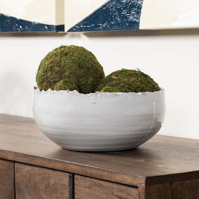 Larsen White Ceramic Large Decorative Bowl
