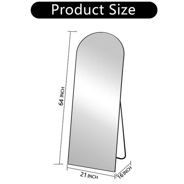 dimension image slide 0 of 4, 64"x21" Full Length Floor Mirror with Stand Aluminum Alloy Frame,Wall-Mounted Mirror