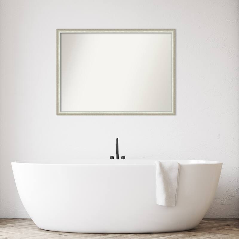 Two Tone Non-Beveled Wood Framed Bathroom Vanity Wall Mirror