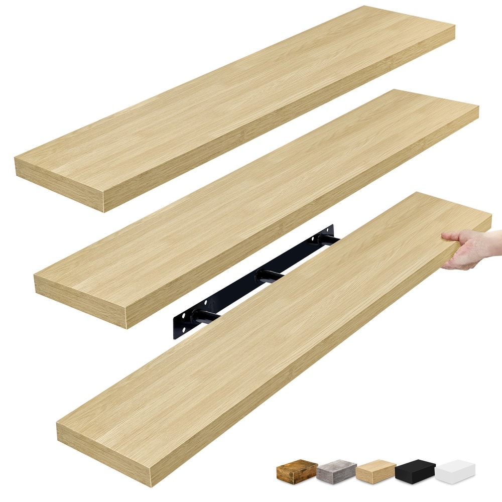 Sorbus Extra Large Floating Shelves Set of 3, Long Faux Wood Wall Mounted Floating Shelves - 9.25"L X 47” W X 1.5” H