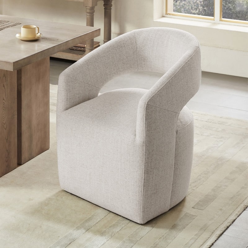 Spruce & Spring Joey Modern Barrel Dining Chair with Caster Wheels & Open Back Fully Assembled