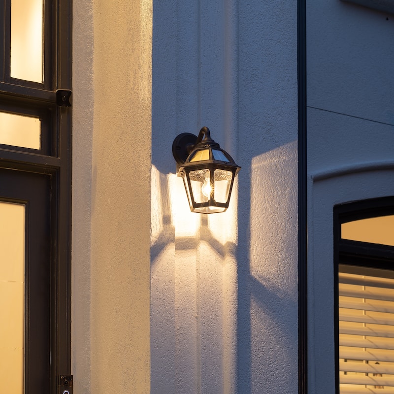 Polaris Black Solar Warm White LED Wall Sconce for Garage and Patio