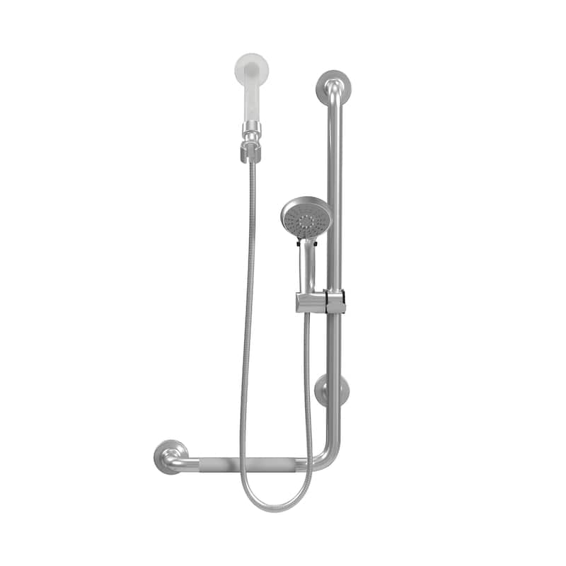 ErgoSlideBar Soft Grip 32mm Diameter ADA Compliant 500 lb Weight Capacity Slide Bar and Handshower Right Brushed Stainless Steel