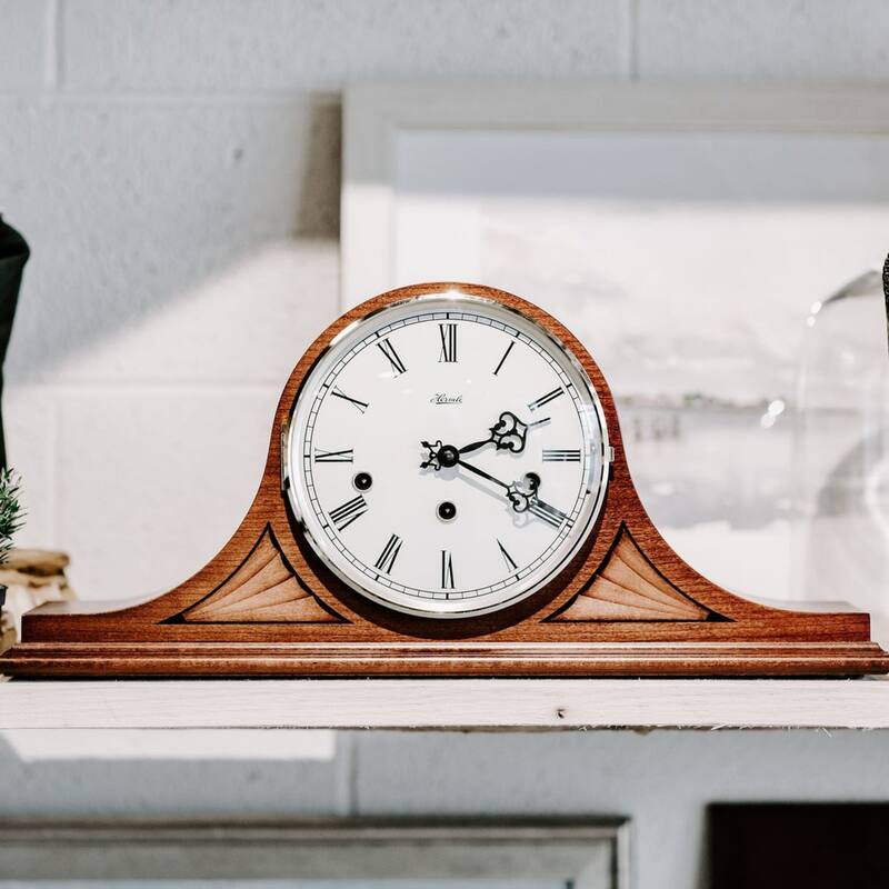 Wooden Chimes Mantle Shelf Clock - 20" - Brown