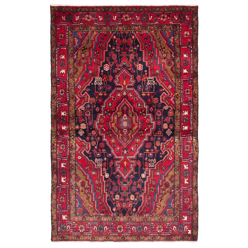 ECARPETGALLERY Hand-knotted Anatolian Dark Navy, Red Wool Rug - 4'6 x 7'4