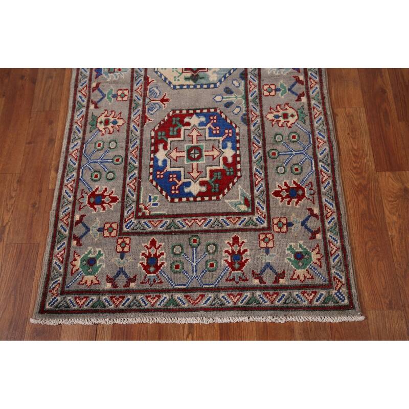 Kazak Oriental Runner Rug Handmade Hallway Wool Carpet - 2'6" x 12'9"