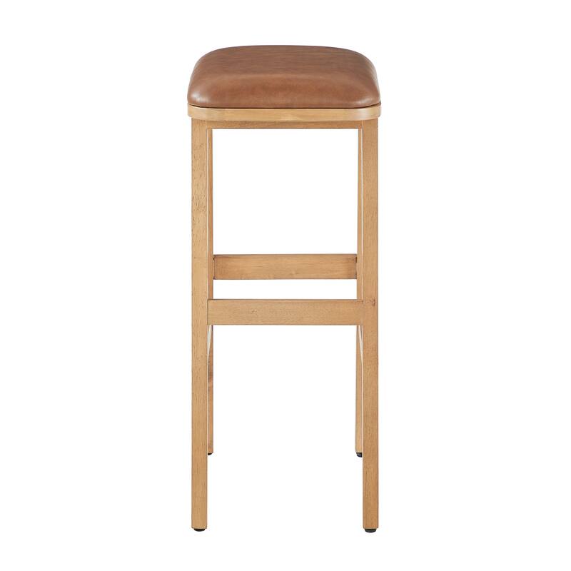 Bower Home Upholstered Wood Saddle Stools - Set of 2
