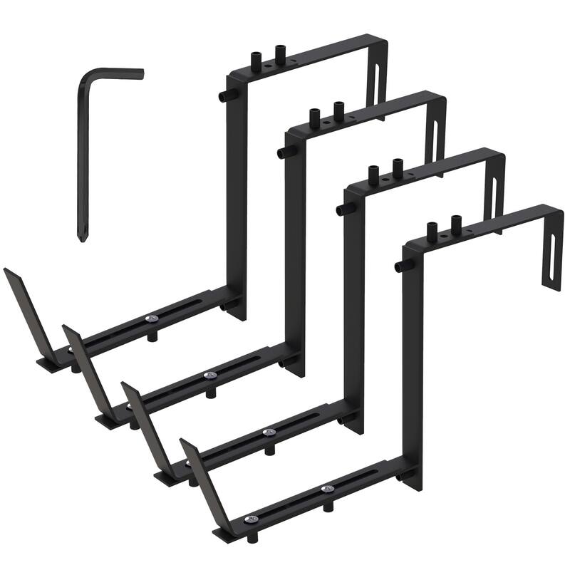 Expandable Planter Box Holder Brackets with Screws and Tools for Deck Porch Balcony - 20.08” x 8.27” x 0.79”