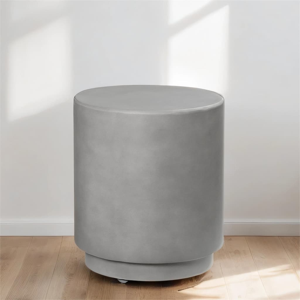 Round Lightweight Accent Table with Concrete Finish, 4 Adjustable Feet
