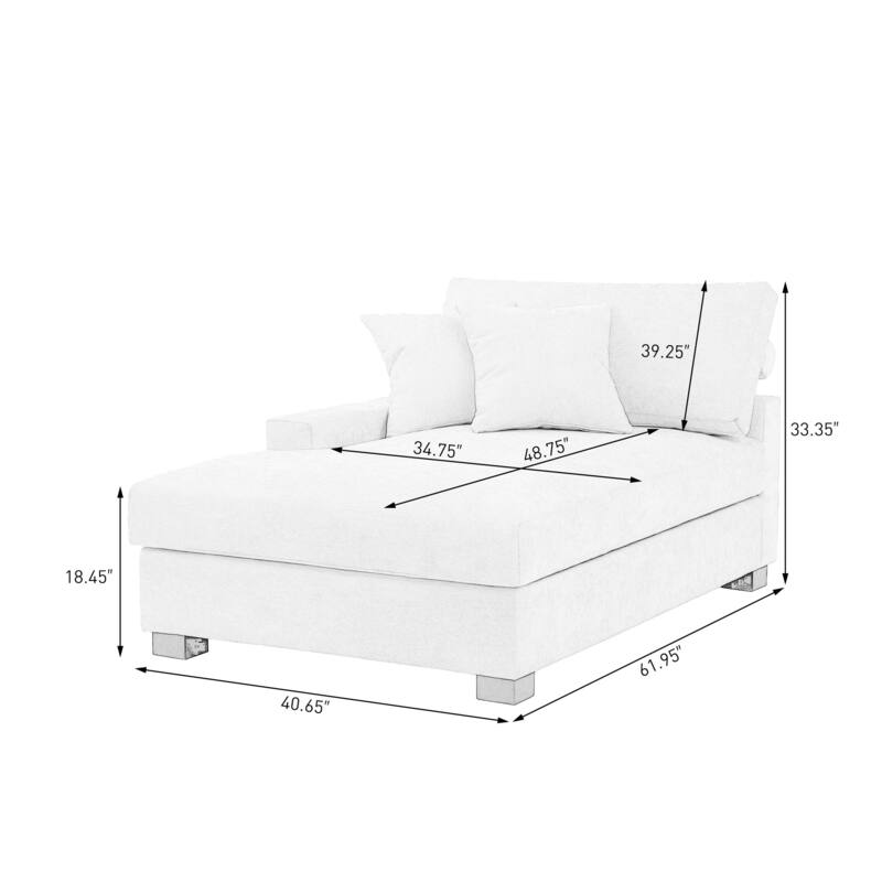 Plush Chenille Single Modular Sectional Sofa Chaise with Pillows