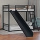 preview thumbnail 16 of 15, Twin over Twin Metal Bunk Bed with Inclined Ladder, Slide, Railings and Head&Footboards, White