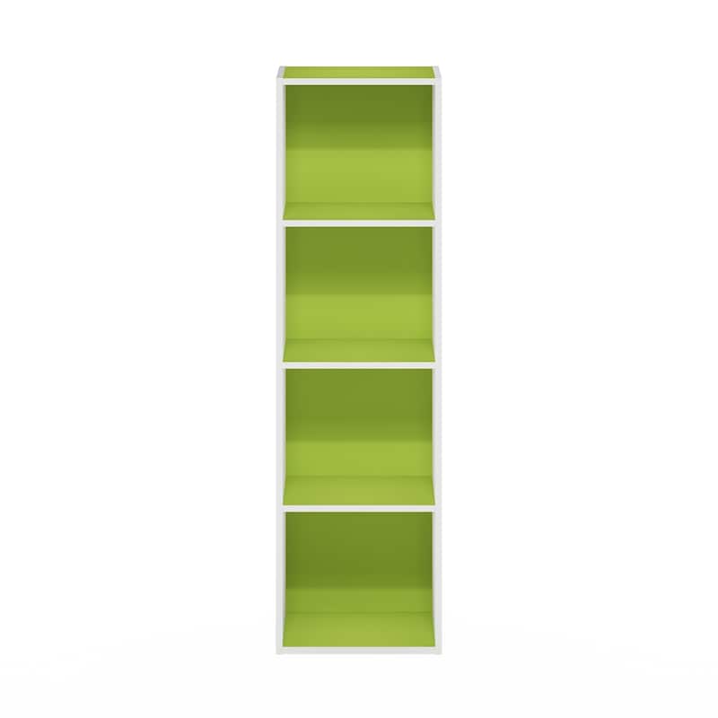 Furinno Pasir 4-Tier Open Shelf Bookcase - Green/White