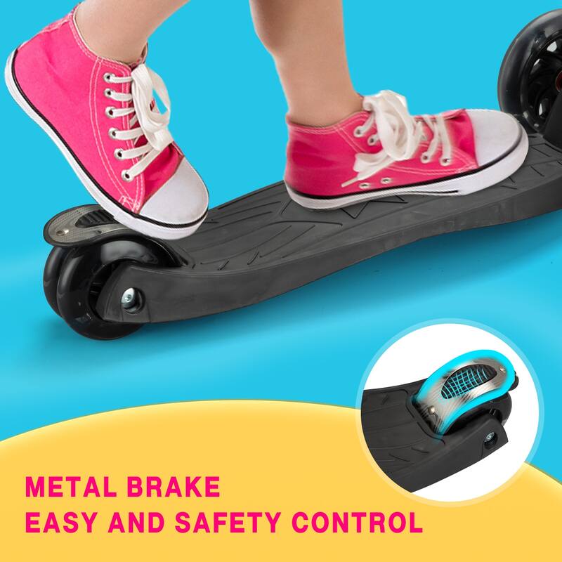 3 Wheel Kick Scooter, Lean-to-Steer Kids Scooter for Kids 3 to 10, Blue