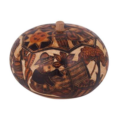 Novica Handmade Honoring Tradition Gourd Decorative Box