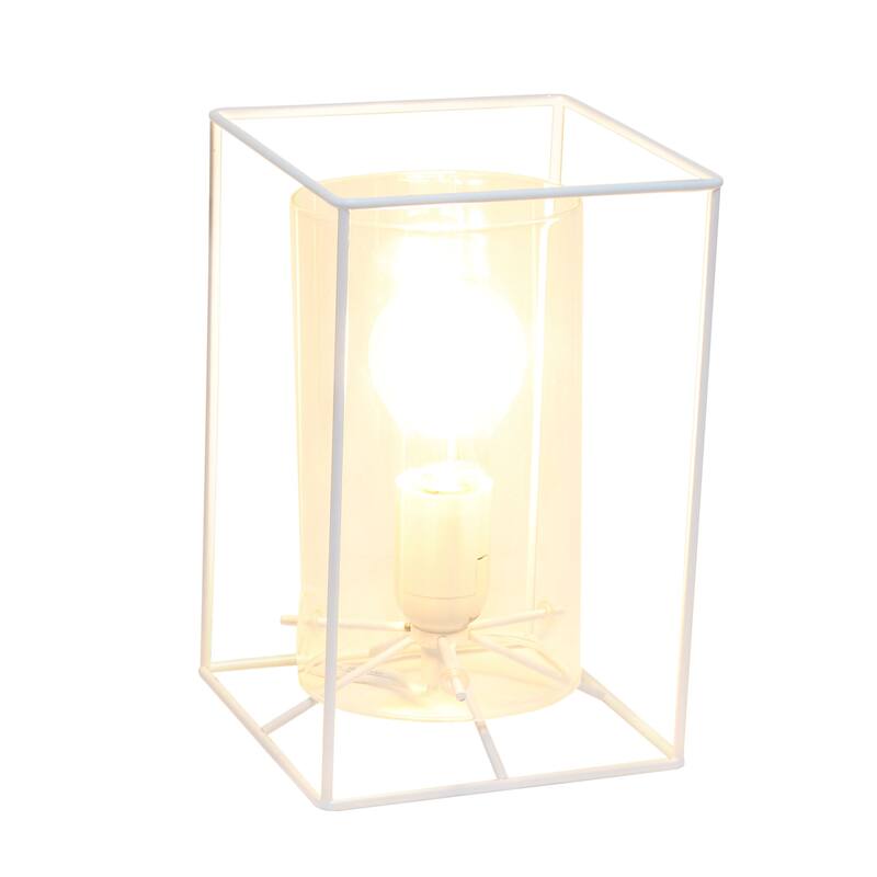Lalia Home Framed Table Lamp with Clear Cylinder Glass Shade