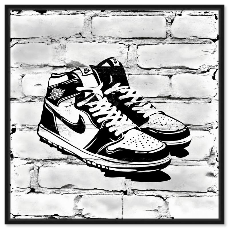 Brick City Jordans Canvas by Art Remedy - Black - 12" x 12"