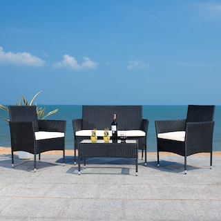 SAFAVIEH Outdoor Abdul 4-Piece Conversation Patio Set. - 42"W x 23"D x 33"H