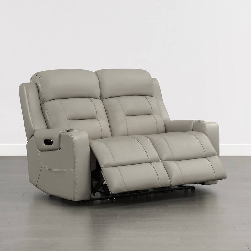 Spruce & Spring Genuine Leather Power Reclining Sofa with Wireless Charging