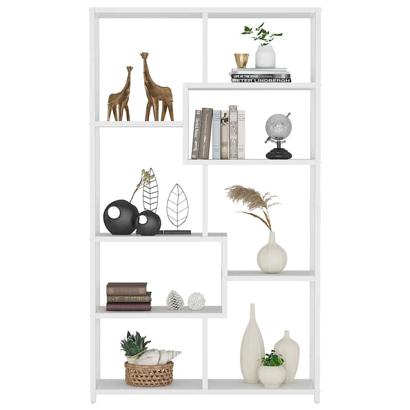 8 Shelves Bookshelf, Ladder Corner Bookcase, 4-Tier Display Shelf Storage Organizer for Home Office