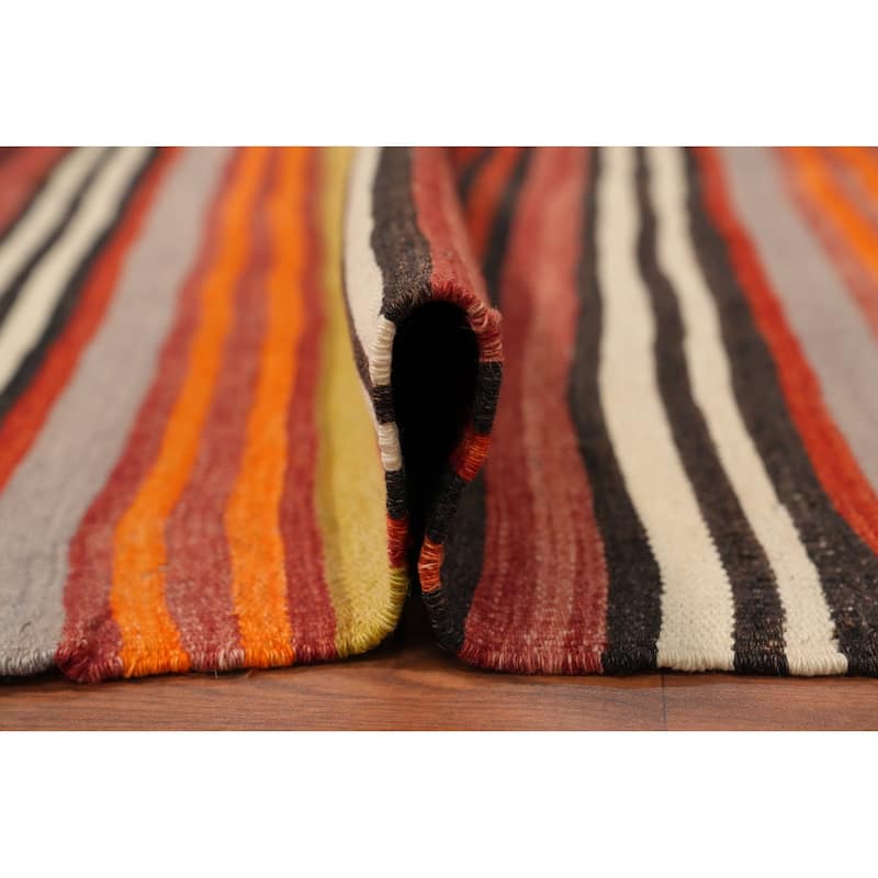 Hand Woven Oriental 100% Wool Carpet Southwestern Geometric Multi-Colored Kilim Area Rug - 8' 7'' X 5' 1''