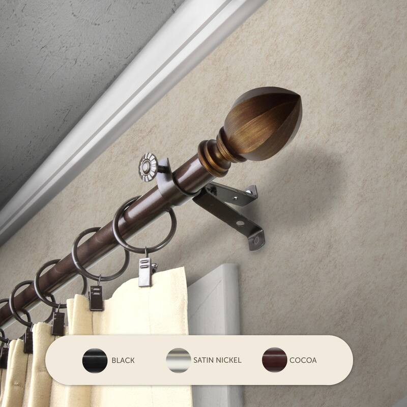 InStyleDesign Sienna Adjustable Curtain Rod - 28 to 48 inches - Cocoa