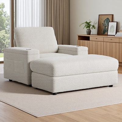 Ultra-Plush Oversized Chaise Lounge with Convertible Storage Ottoman by Harper&Bright Designs