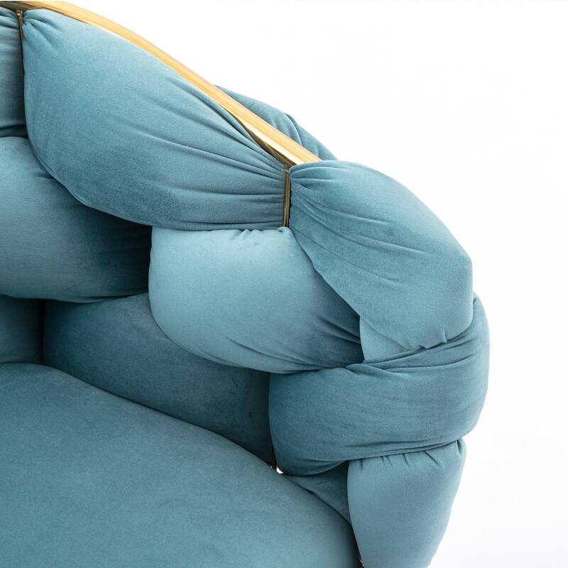 Blue 28.7" Velvet Upholstered Accent Chair with Gold Legs