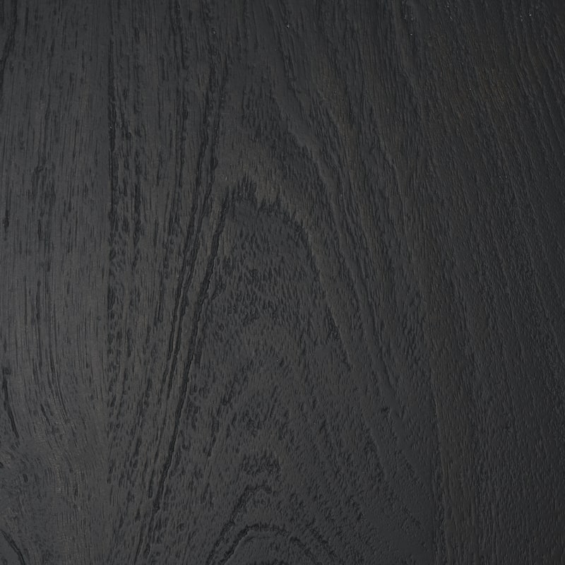 Atlas 60" Black / Warm Mid-Brown Wood Stacked Pedestal Base Round Dining Table