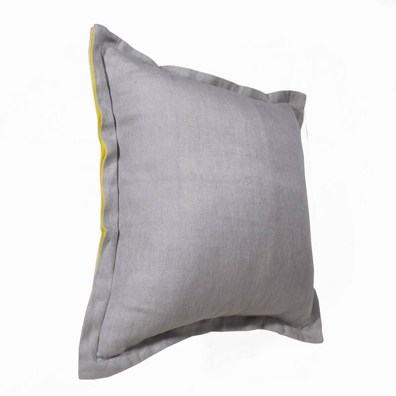 Handwoven Solid Square Throw Pillow - 20" - Gray and Yellow