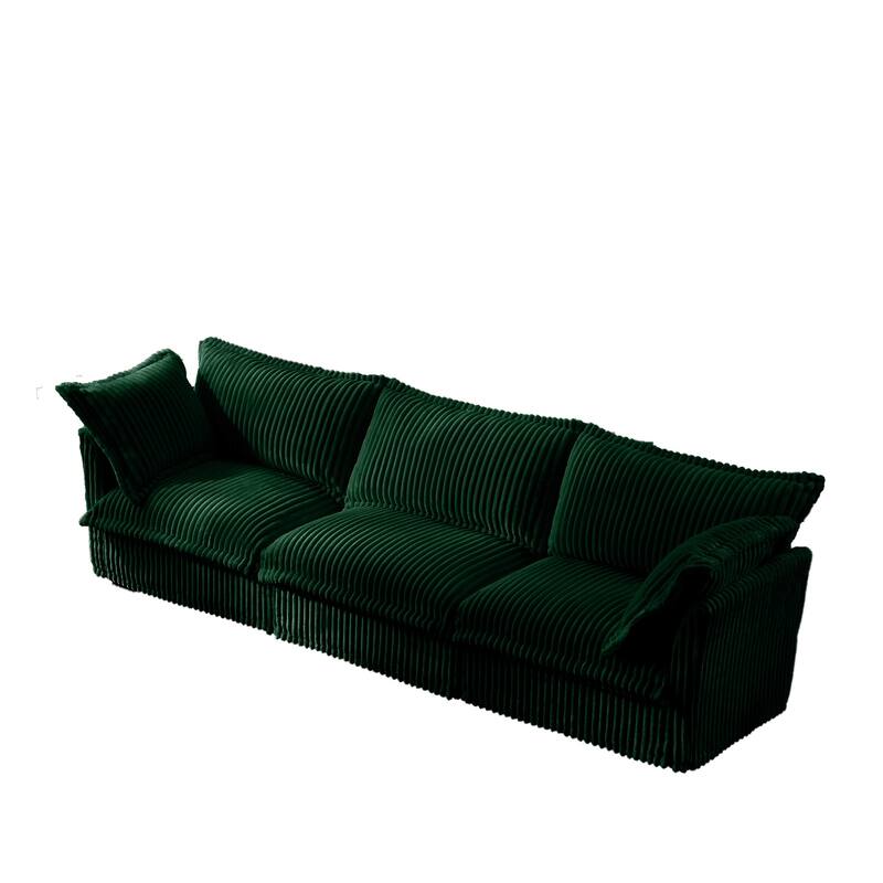 Modern 3 Seater Upholstered Sofa with 2 Pillows