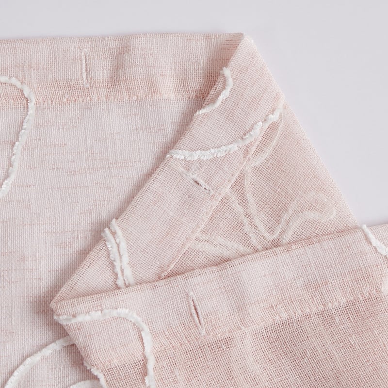 HomeRoots 72" Blush And Ivory Embroidered Floral Shower Curtain