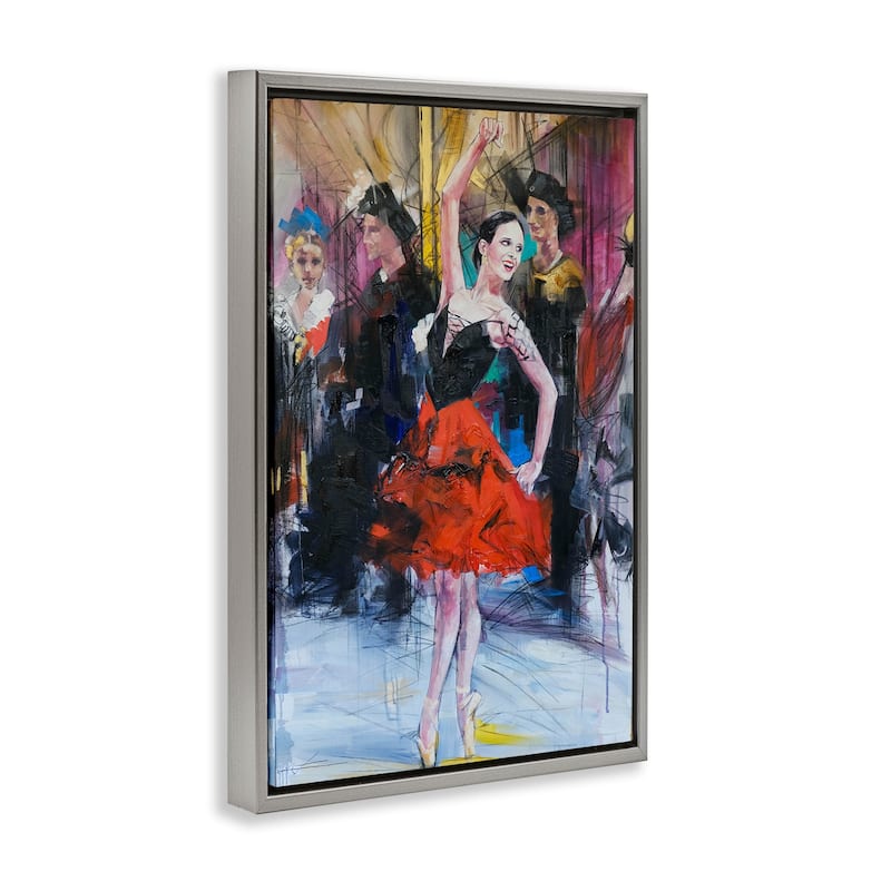 Stupell Abstract Ballerina Bold Collage Framed Floater Canvas Wall Art Design By Lucille Lee